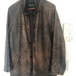 Eddie Bauer Leather Car Coat  size S